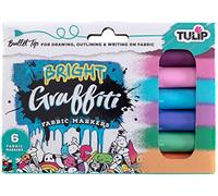 Tulip Graffiti Textile Pens - Bright Colors - Fabric Marker Set 6 pcs.- Convex Point Textile Paint for Doodling, Stenciling and Writing - Quick Drying, Permanent Ink Suitable for Light Textiles