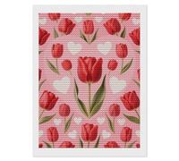 Tulip Heart Pattern Diamond Art Kits for Adults 12"x16" DIY Diamond Painting Kit for Beginners Gem Art Painting with Round Full Drill Diamonds DIY Paint Paintings for Home Wall Decor Gift