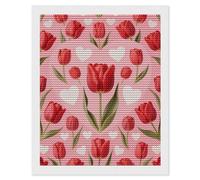 Tulip Heart Pattern Diamond Art Kits for Adults 16"x20" DIY Diamond Painting Kit for Beginners Gem Art Painting with Round Full Drill Diamonds DIY Paint Paintings for Home Wall Decor Gift