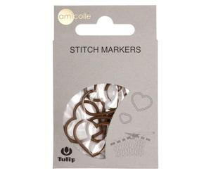 Tulip Heart Stitch Marker XL, Brown, 1 piece