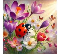 Tulip Ladybug Flower Jigsaw Puzzles for Adults 200 Pieces Hard Difficult Challenging puzzles for adults 200 pcs DIY Decoration Puzzle for Wall Decor Gifts