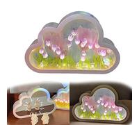 Tulip Lamp In Cloud,Cloud Shaped Tulip Night Light Mirror,cloud Mirror Tulip Lamp,cloud Mirror Diy Night Light,handmade Cloud Tulip Night Light Decoration,the First Choice for Gifts To Girls