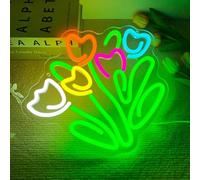 Tulip LED Neon Sign Dimmable LED Tulip Bunch Store Shop Bedroom Club Wall Decor for Bedroom Studio Wall Decorations Gift for Mother's or Valentine's Day Presents