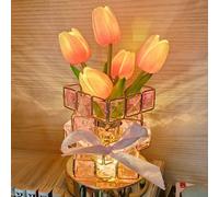 Tulip LED Table Lamp Rechargeable Cordless Touch Dimming Artificial Butterfly Orchid Sunflower Bedside Lamp Light up Sign Romantic Gifts for Bedroom Women Mom