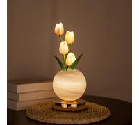 Tulip LED Table Lamp Rechargeable Cordless Touch Dimming Artificial Butterfly Orchid Sunflower Bedside Lamp Light up Sign Romantic Gifts for Bedroom Women Mom