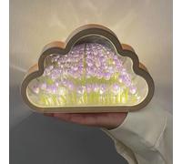 Tulip Mirror Night Light,2-in-1 DIY Romantic Flower Cloud Lamp,Forever Cloud Mirror LED Tulips Night Light,Tulip Night Light Mirror, Friends, Family, Festival Gift (Purple)