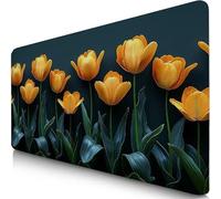 Tulip Mouse Mat 600x400x3mm XXL Gaming Mouse Pad Abstract Desk Mat, Table Mats with Non-Slip, Soft Smooth Surface, Stitched Edges Desk Pad, Waterproof Fabric, Durable, Office Accessories, Gifts F0-149