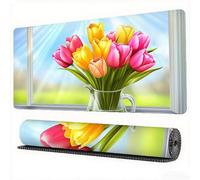 Tulip Mouse Pad 1000 x 500 x 3 mm XXL Desk Mat Flowers Mouse Mat, Extended Japanese Mousepad Large Desk Pad with Non-Slip Base and Stitched Edge Office Accessories for Home Gaming Work Laptop,Model565