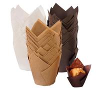 Tulip Muffin Paper Cups, 200 Pieces Muffin Paper Cups, Cupcake Moulds Paper, Cupcake Baking Cups, Baking Cups Paper for Wedding Birthday Communion Party 8 x 8 x 5 cm 3 Colours