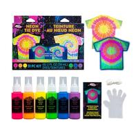 Tulip Neon Tie-Dye Kit, Blacklight Reactive, Easy Application & Techniques, No Mixing, Just Shake & Apply Fabric Dye, Neon Craft Party Activity, 6-Color Kit, 31 pcs