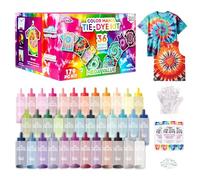Tulip One-Step Tie-Dye Color Mania 36 Vibrant Colors, All-in-One Tie Dye Kit for Large Groups, Permanent Fabric Dye Pre-Filled Bottles, Gloves, Instructions