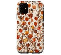 Tulip Orange Floral Brown Tulips Wildflower On Beige Case for iPhone 11