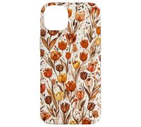 Tulip Orange Floral Brown Tulips Wildflower On Beige Case for iPhone 14 Plus