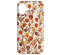 Tulip Orange Floral Brown Tulips Wildflower On Beige Case for iPhone 16 Plus