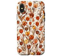Tulip Orange Floral Brown Tulips Wildflower On Beige Case for iPhone X/XS