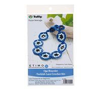 Tulip OYA Turkish Lace Bracelet Crochet Kit, Blue and White