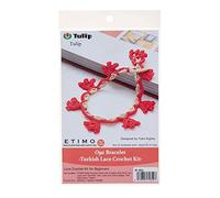 Tulip OYA Turkish lace Bracelet Crochet kit, red and Beige, 1 Unit