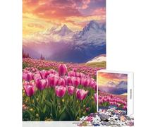 Tulip Paradise Mountain View Puzzles for Adults 1000 Puzzles Great Gifts for Games Precision Cutting DIY Toys for And from 14 Years And over size 38x26cm