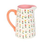 Tulip Print Ceramic Flower Jug | Decorative Spring Vase for Fresh Blooms or Home Display Not for Food Use