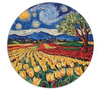 Tulip Puzzle 1000 Piece Jigsaw Round Jigsaws Adults Kids Puzzles Challenging And Brainteasing Adult Fun Creativity & Gift Giving Perfect for Relaxation Whimsical 1000pcs (67.5x67.5cm)