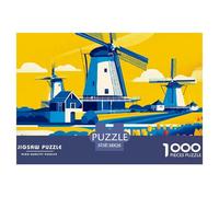 Tulip Puzzle 1000 Pieces for Adults Leisure Relax Creative Gift Dutch Landscapes Flower Premium Strong Board 38x26cm/1000pcs