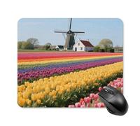 Tulip Rainbow Field Square Mouse Pads Non-Slip Rubber Base Mouse Mat Cute Mousepad Funny Computer Desk Accessories for Office Home Gaming Work 25 * 30cm