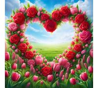 Tulip Rose Meadow 300 Piece Jigsaw Puzzles for Adults 35x35cm, adult jigsaw puzzles 300 Pieces, Challenging&Brainteasing Puzzle Family Games, Beautiful Decoration puzzle