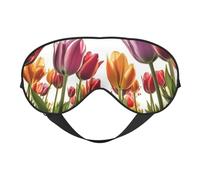 Tulip Scape Double-Sided Silk Sleep Mask, Adjustable Light Blocking Eye Mask for Travel, Men & Women, Soft Comfortable Blindfold 20x10cm