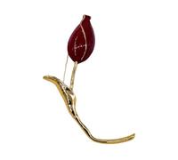 Tulip Shaped Brooch, Lightweight Alloy Metal Floral Design Pin with Secure Clasp Back, Elegant Accessory for Jacket Dress Scarf Hat Handbag, Gift for Women Red