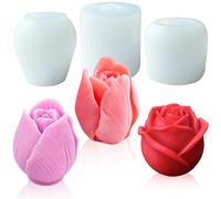 Tulip Silicone Mould - Pack of 3 3D Tulip Mould Flower Silicone Moulds, Candles Silicone Moulds Tulips, Handmade Soap, Moulds for Candle Making, DIY Crafts, Fondant Cake Decoration