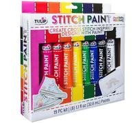 Tulip Soft Fabric Paint Multi Stitch Paint Kit - 8 pcs of 32.6 ml - Permanent Textile Paint for Clothes - Including Precision Tips, Pattern Transfer Sheets and Project Guide
