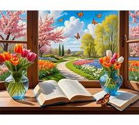 Tulip Vase Jigsaw Puzzles for Adults 200 Pieces, Adult jigsaw Puzzle 200 pieces Spring, Challenging Brainteaser with Alphabet Backing, Eco-friendly Dust-Free, Home Wall Decor Gift
