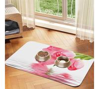 Tulip Water Effect Fresh Lovely Flower Pink,Waterproof Pet Feeding Mat,PU Leather Placemats for Cat Dog Water Bowl,Food Mats,40x60cm