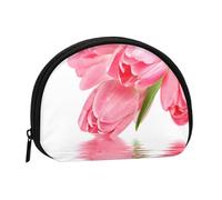 Tulip Water Effect Fresh Lovely Flower Pink, Women's Storage Bag Shell Makeup Bag Small Coin Purse Shell Change Pouch