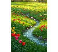 Tulips 300 Piece Jigsaw Puzzles for Adults, Colourful, Challenging & Brainteasing Adult puzzles 300 Pieces Stream, Fun jigsaws for The Whole Family 16x11 inch