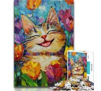 Tulips And Cats JigsawPuzzle 1000 Pieces for Adults,Challenging Game And Family Play for Is Ideal As A Gift for The Whole Family (50x75cm)