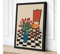Tulips and Chair Art Deco Canvas Wall Art Print 30x20 Inch (76 x 51 cm)