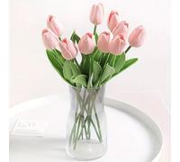 Tulips Artificial Flowers, Tulips Bouquet for Home Decor, Wedding Centerpieces, Spring Floral Arrangements, Fake Flowers for Vase Decoration (Candy pink)
