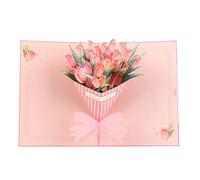 Tulips Bouquet Pop Up Cards 3D Greeting Card Pop Up Mothers Day Card for Valentine's Day Graduation Anniversary Christmas