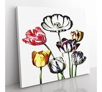 Tulips by Robert John Thornton Vintage Canvas Wall Art Print Ready to Hang, Framed Picture for Living Room Bedroom Home Office Décor, 50x50 cm (20x20 Inch)