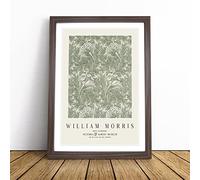 Tulips by William Morris Framed Wall Art Picture Print - Canvas Painting - Modern Home Décor Poster - Ready to Hang for Living Room Bedroom Kitchen - Walnut A2 (48 x 66 cm)