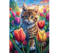 Tulips in A Blooming Meadow 300 Piece Jigsaw Puzzle for Adults Wildlife Pet Jigsaw Weekend Parent Activity After Work Stress Relief Vibrant Artwork Home Wall 300 PCS