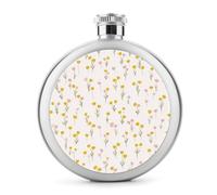 Tulips in Pink and Yellow Minimalist Stainless Steel Hip Flask for Liquor, Round Pocket Portable Wine Flask for Drink 5 Oz