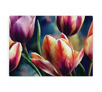 Tulips Large Rectangular Glass Worktop Protector - Garden Flowers Floral Art Gifts - Smooth Kitchen Chopping/Cutting Board Worktop Saver with Non-Slip Feet 39cm x 28.5cm (15" x 11")