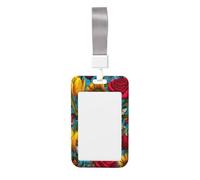 Tulips Roses Sunflowers Butterflies Sliding Id Badge Holder Hard Plastic Work Card Case Name Tag Protector for Nurses Office