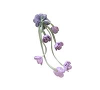 Tulips Scrunchie Elastic Hair Tie with Sheer Headbands Rope Tassels Embellishment Stylish Floral Hair Accessory