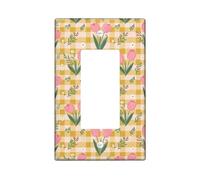 Tulips Single Rocker Light Switch Cover, Spring Floral Leaf Chrysanthemum Spring Yellow Plastic Standard Size Decorative Wall Plates for Living Room Bedroom Home Office Decor