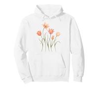 Tulips Watercolor Flowers Spring Botany Garden Floral Nature Pullover Hoodie