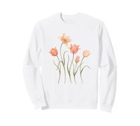 Tulips Watercolor Flowers Spring Botany Garden Floral Nature Sweatshirt