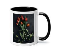 Tulips with Bows Ceramic Coffee Mug with Handle 11 Ounces, Porcelain Mug Coffee Cup Tea Mug Water Cup Ideal for Coffee,Tea,Latte,Cappuccino,Microwave & Dishwasher Safe Unique Gift Cup